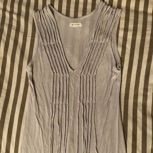 Soft grey fringed tank